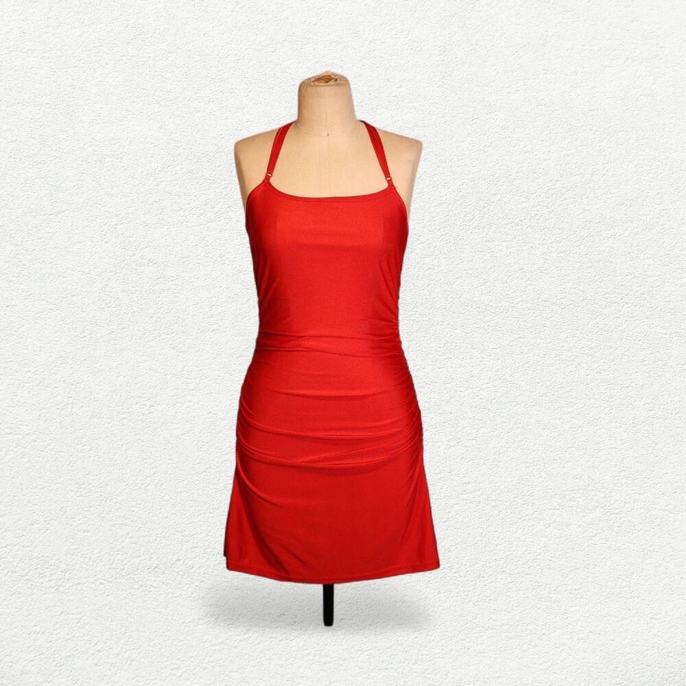 Mini Dress with Rose Back in Red
